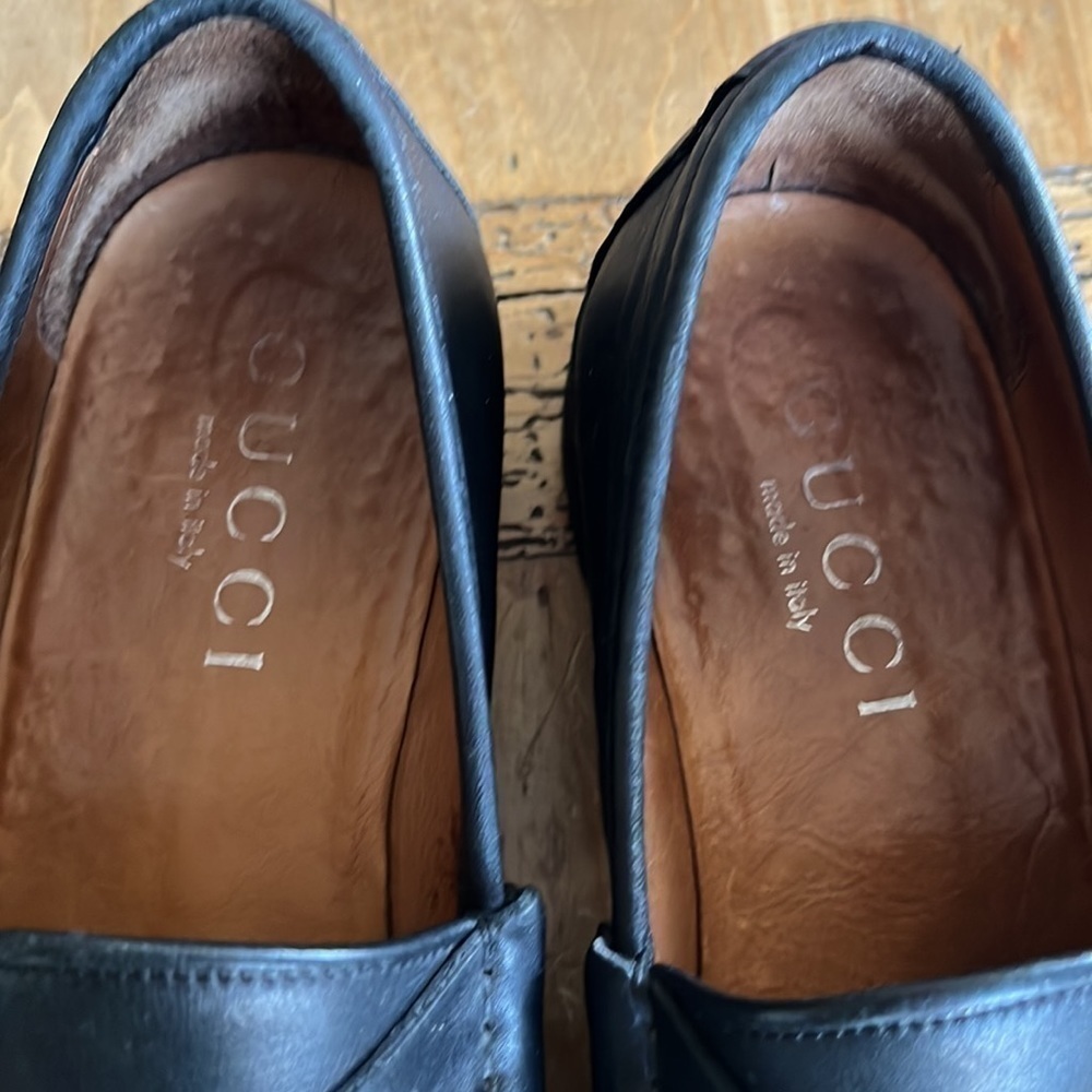 GUCCI Horsebit Mens Jasper Loafers Lug Sole Dress Shoe Black Leather 9.5 - Picture 14 of 16